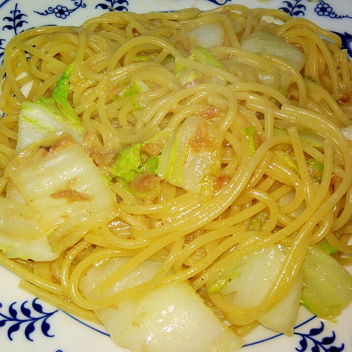 白菜とツナのマヨ醤油パスタ